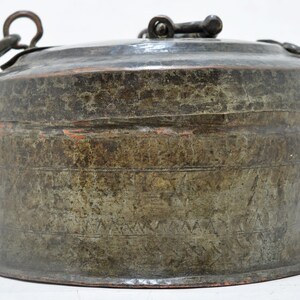 Antqiue Copper Round Chapati Bread Box Original Old Hand Crafted