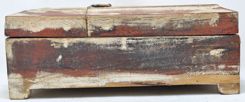 Reclaimed Salvage Wooden Vanity Box With Mirror Hand Crafted Original Colors image 3