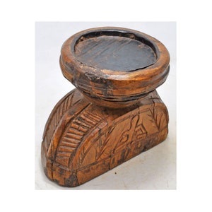 Antique Wooden Agricultural Seed Holder Bijni Candle Stand Original Old Hand Carved
