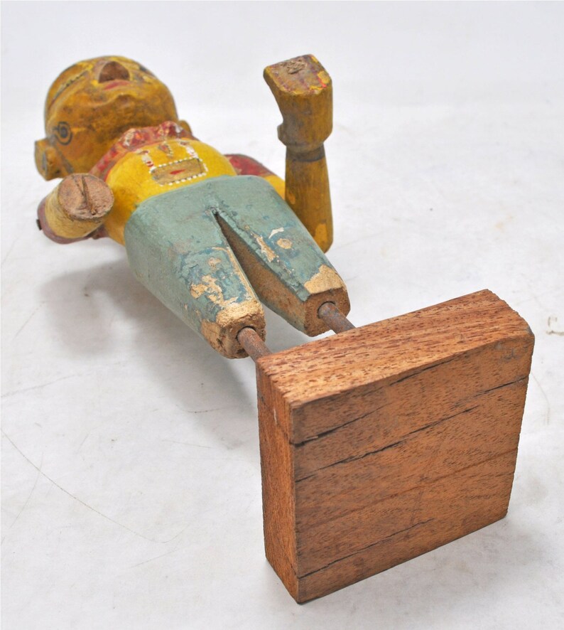 Antique Wooden Goddess Gangaur Figurine Original Old Hand Carved Painted