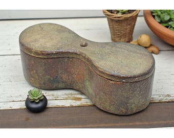 Antique Wooden Kitchenware Spice Box Original Old Hand Carved