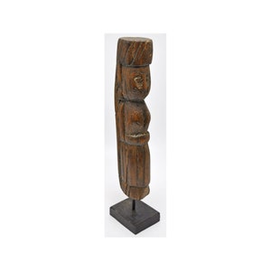 Antik trägudinna Gangaur idolfigur original gammal handskuren