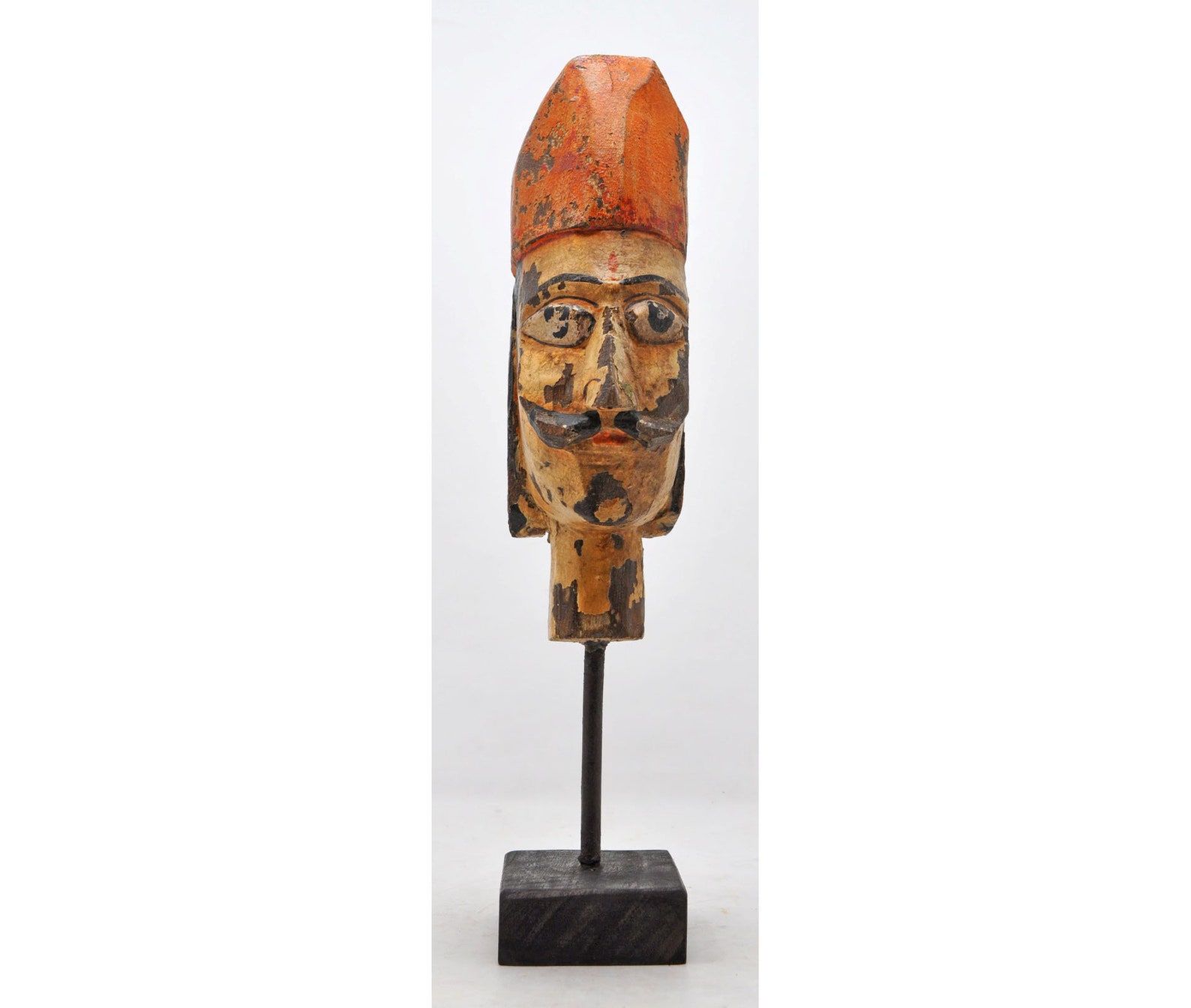 Vintage Wooden Puppet Head Bust Original Old Hand Carved Etsy