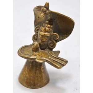 Figura de ídolo de Linga de dios Shiva de latón antiguo original hecha a mano grabada