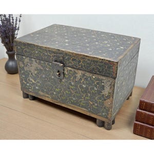 Vintage Wooden Storage Chest Box Original Old Hand Crafted Painted