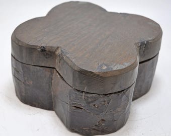 Antique Wooden Kitchenware Spice Box Original Old Hand Carved Large Heavy