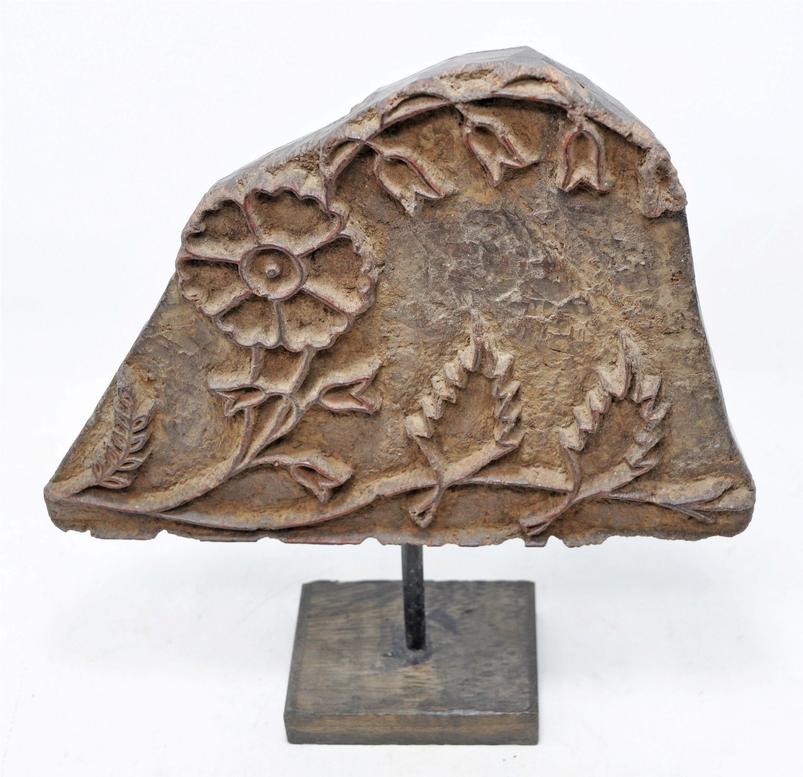 Antique Wooden Textile Printing Block Original Old Hand Carved Etsy UK