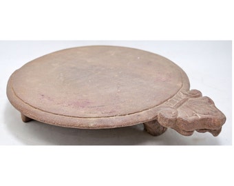 Antique Sand Stone Chapati Bread Rolling Plate Original Old Hand Carved