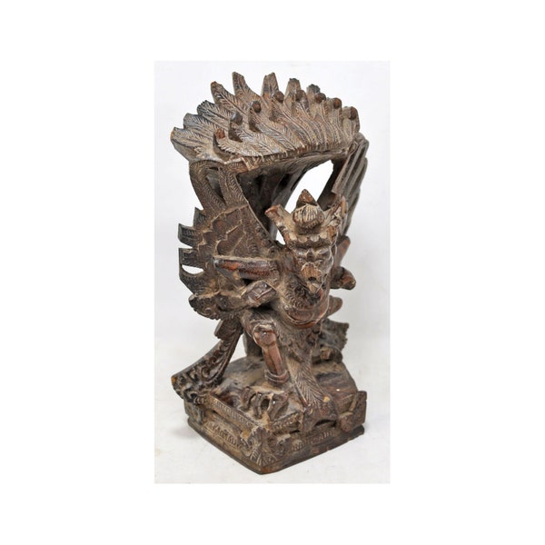 Antique Wooden Nepalese Demon Bhairava Figurine Original Old Fine Hand Carved