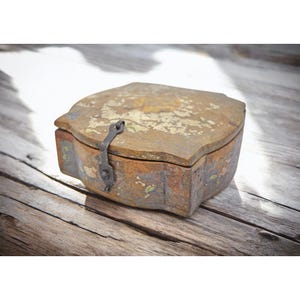 Vintage Wooden Storage Box Original Old Hand Crafted Painted