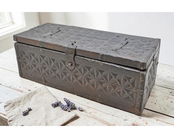 Vintage Wooden Storage Chest Box Original Old Fine Hand Crafted Carved