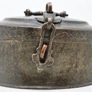 Antqiue Copper Round Chapati Bread Box Original Old Hand Crafted