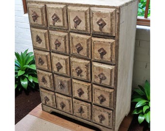 Vintage Wooden Fine Drawers Storage Box Original Old Hand Crafted