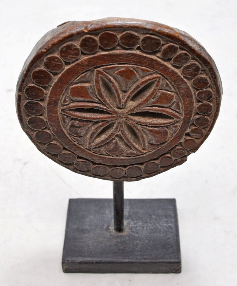 Antique Wooden Floral Carving Panel Plaque Original Old Hand Carved