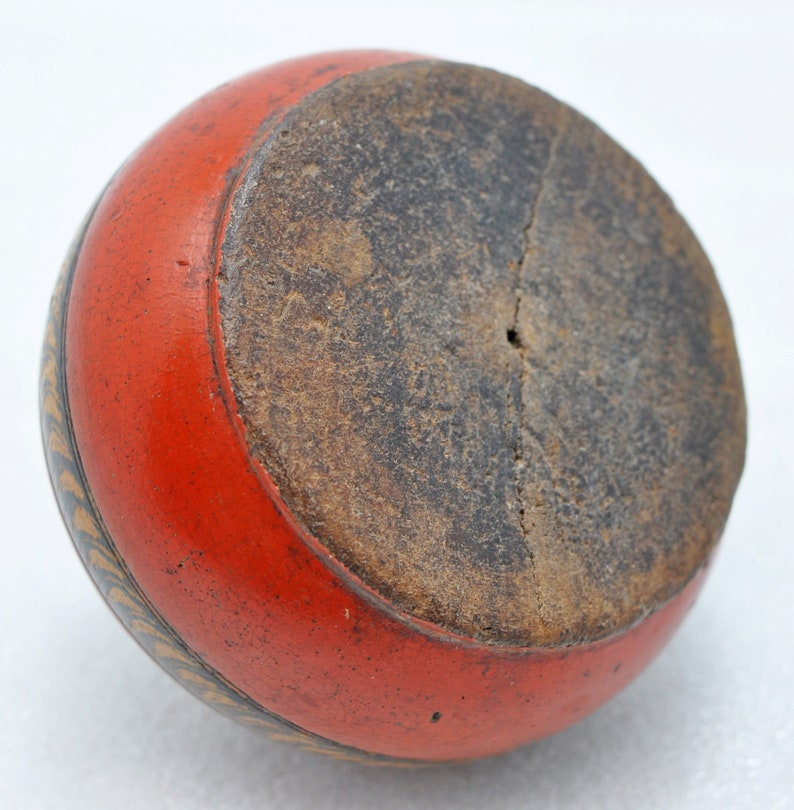 Antique Wooden Kum Kum Powder Tika Box Original Old Hand Carved Lacquered