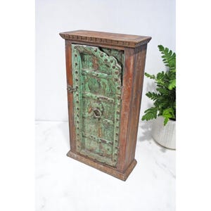 Reclaimed Wooden Wall Décor Storage Cabinet Original Old Window Metal Fitted