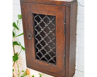 Vintage Wooden Wall Décor Key Cabinet Box Original Old Hand Crafted