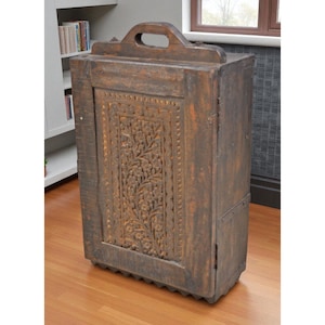 Antique Wooden Kitchen Side Cabinet Original Old Hand Crafted Carved