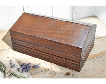 Vintage Wooden Dome Shaped Storage Box Original Old Hand Crafted