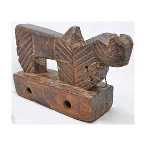 Antique Wooden Tribal Cow Figurine Original Old Hand Carved