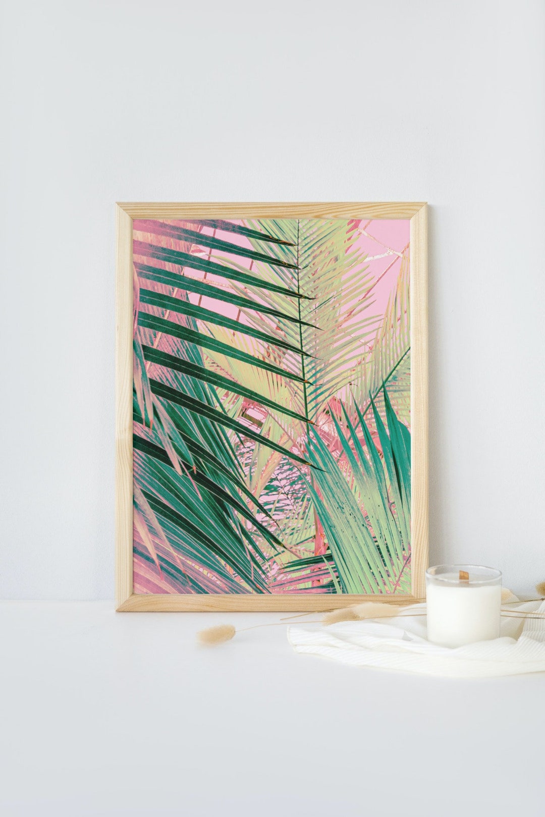 Abstract Leaf Print, Abstract Pink Leaves, Rainbow Nature Print, Neon ...