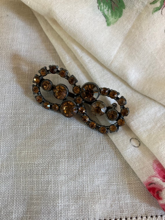 1930's amber rhinestone brooch