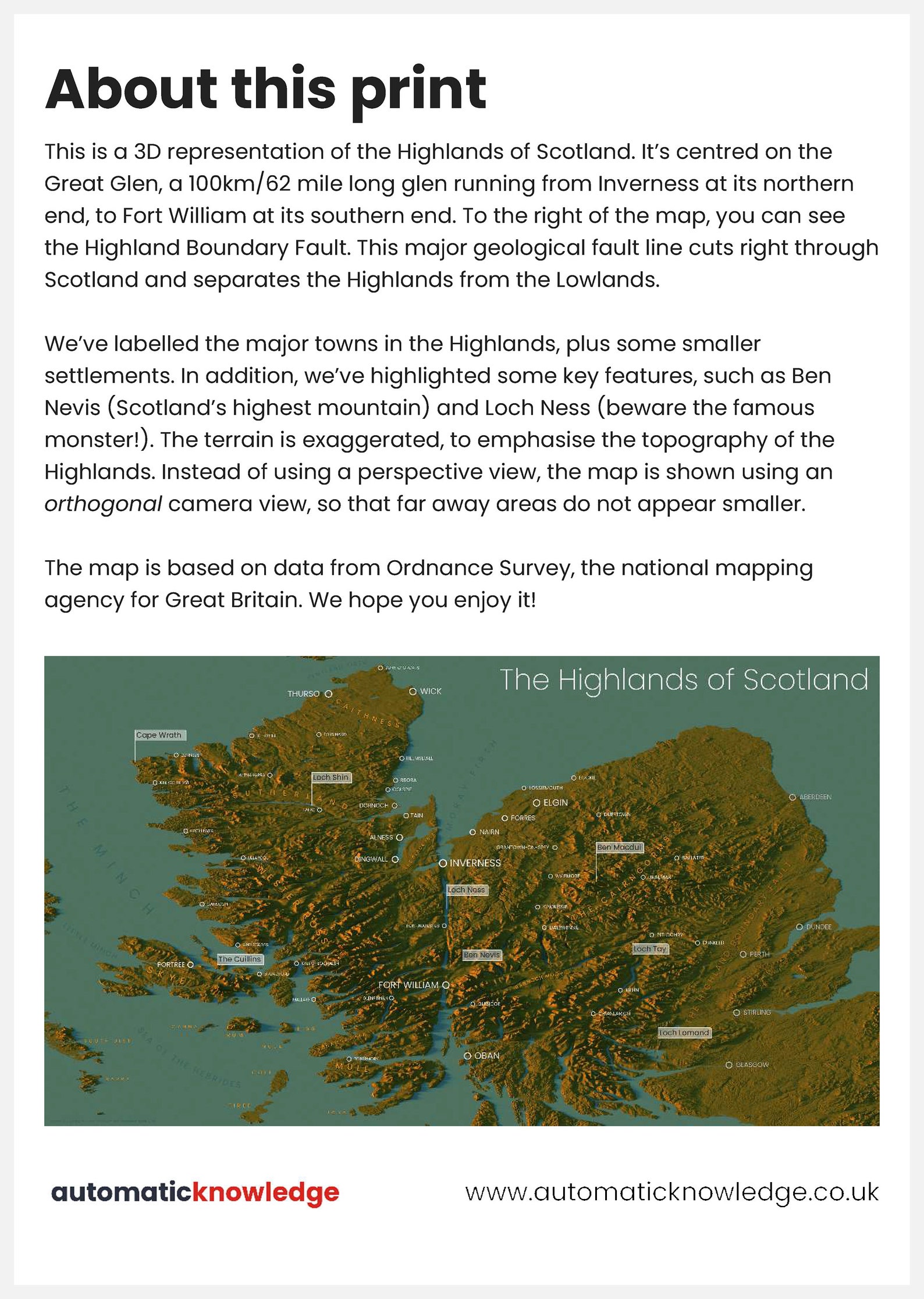 Digital Download of Scottish Highlands terrain map  Etsy
