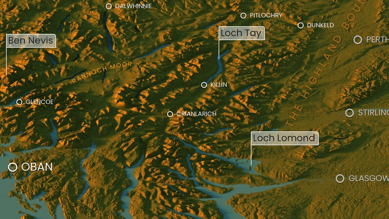 Digital Download of Scottish Highlands terrain map  Etsy