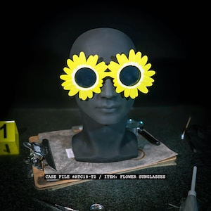 恐ろしいパントマイムピエロの花のサングラス - 大人のための恐ろしい黄色の花のメガネ、キラーピエロのコスプレ小道具、ホラーコスチュームアクセサリー