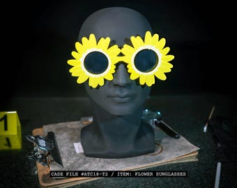 Terrifying Mime Clown Flower Sunglasses – Scary Yellow Flower Glasses for Adults, Killer Clown Cosplay Prop, Horror Costume Accessory
