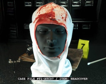 Terrifying Mime Clown Bloody Headpiece – Killer Clown Hood for Horror Costume, Creepy Halloween Cosplay Prop, Slasher Accessory