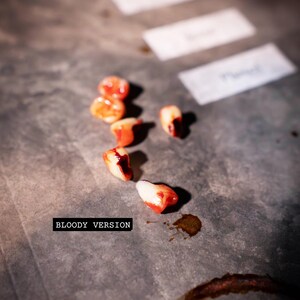 Fake Human Teeth Set | Distressed, Bloody, and Aged for Haunted Houses, Movie Props, or Creepy Home Displays, Macabre Decor, Halloween Decor image 3