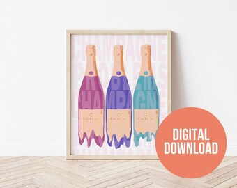 Champagne Problems, Taylor Swift Poster, Digital Download, Taylor Swift Evermore Album Art, The Eras Tour Merch, Champagne Art,Bar Cart Art