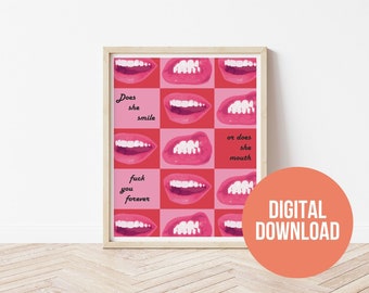 Mad Woman- Taylor Swift Poster, Digital Download,Folklore Album Art, The Eras Tour Merch, Taylor Swift Lyrics, Lip Print,Barbiecore,Dorm Art
