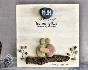 Pebble art mamma - Mors dag-present - Unika presenter till mamma - Handgjord present till min mamma - Mammapresenter