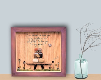 Heartwarming Sister Pebble Art Frame, Best Friends Portrait. Mother-in-law and Daughter-in-law