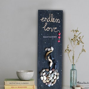 Unique pebble art picture for couples, Cool gifts for a couple, Gift for girlfriend, Gift for boyfriend, Anniversary Gift, Engagement Gift