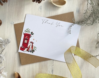 Pack Renard de Noël de 5 ou 10 cartes de remerciement