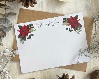 PACK FLORAL DE NOËL de 5 ou 10 cartes de remerciement
