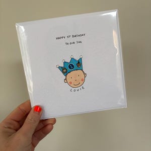 Tarjeta de cumpleaños con retrato pintado a mano: caricatura personalizada imagen 2