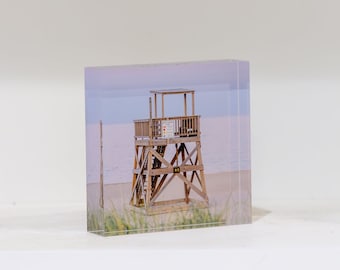 Cape Cod & The Islands Photography by simplymekb - 4x4 Acrylic Block of Pink Sky Delight at Nauset Beach