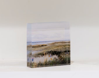 Cape Cod & The Islands Photography by simplymekb - 4x4 Acrylic Block of Sunset View from Chatham Light Beach Dunes