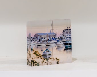 Cape Cod & The Islands Photography by simplymekb - 4x4 Acrylic Block of a Vibrant Sunset at Wychmere Harbor in Harwich Port