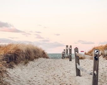 Cape Cod Photography by simplymekb - Un-Framed Photo Print of Breakwater Beach Path at Sunset in Brewster