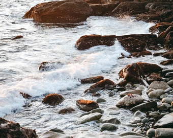 Maine Photography by simplymekb - Un-Framed 8x10 Photo Print of Waves Crashing on Rocks at Pemaquid Point