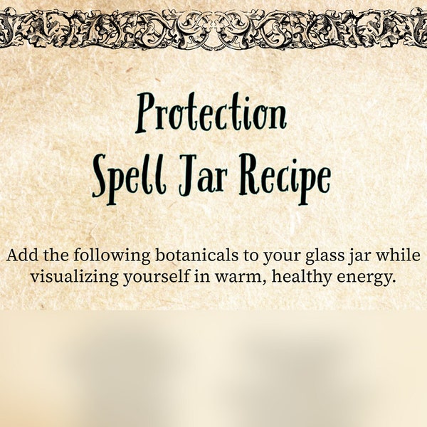 Protection Spell Jar Recipe | DIY Spell Jar | Protection Magic | Book of Shadows Grimoire | Digital Spell | Png PDF Jpg Download for Witches