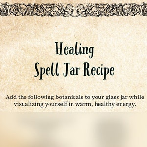Healing Spell Jar Recipe | DIY Spell Jar Digital Download | Witchcraft Spell Book of Shadows Grimoire | Healing Magic PDF Png & Jpg Format