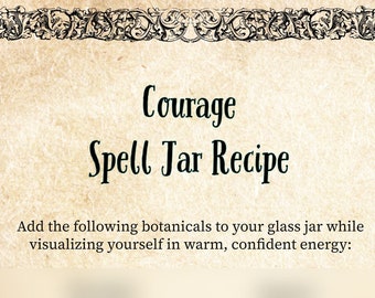 Courage Spell Jar Recipe | DIY Spell Jar | Courage Leo Magic | Book of Shadows Grimoire | Digital Spell | Png PDF Jpg Download for Witches