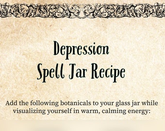 Depression Spell Jar Recipe | DIY Spell Jar | Magic for Depression | Book of Shadows Grimoire | Digital Png PDF Jpg Download for Witches
