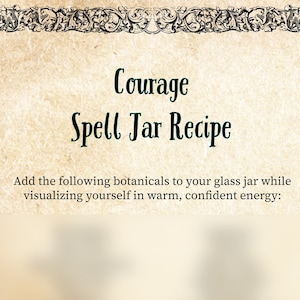 Courage Spell Jar Recipe | DIY Spell Jar | Courage Leo Magic | Book of Shadows Grimoire | Digital Spell | Png PDF Jpg Download for Witches